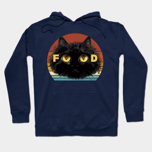 Retro Sunset Black Cat Funny Tee, Food Fluffy Black Kitten Mainecoone, Hungry Chonky Cat Hoodie